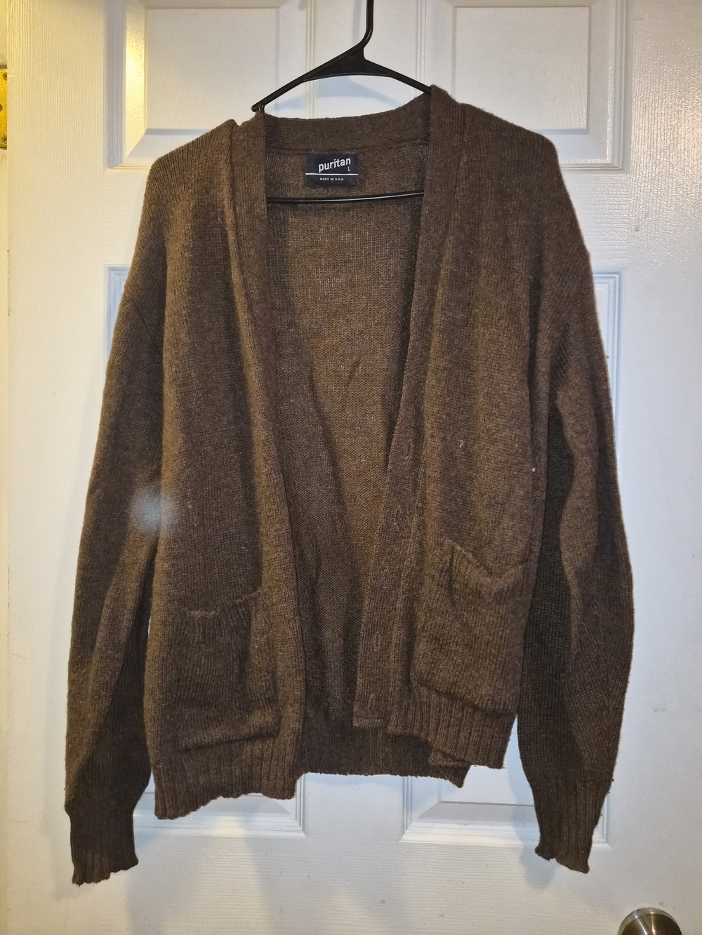 Puritan Brown Open-Front Men's Cardigan with Patch Pockets